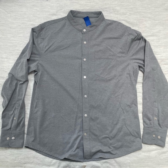 Kit & Ace Heather Gray Band Collar Performance Button Up size L - Picture 1 of 5